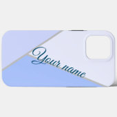 青エレガント色ブロック名前をカスタムする Case-Mate iPhoneケース (裏面 (横))