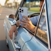 青エレガント色ブロック名前をカスタムする Case-Mate iPhoneケース