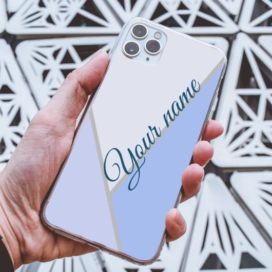 青エレガント色ブロック名前をカスタムする Case-Mate iPhoneケース