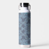 青エレガント色モダンの濃淡のバロック模様 ウォーターボトル (正面)