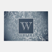 青エレガント色モノグラム様式 ドアマット (正面)