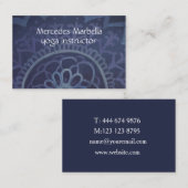 青エレガント色ヨガインストラクターマンダラ名刺 名刺 (正面/裏面)