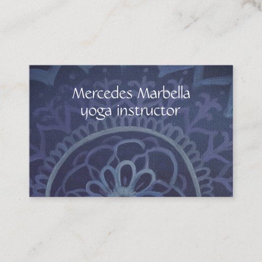 青エレガント色ヨガインストラクターマンダラ名刺 名刺 (正面)