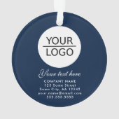 青エレガント色ロゴの追加カスタム文字プロモーション オーナメント (裏面)