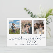 青エレガント色多光婚約した発表 案内状 (スタンド正面)