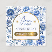 青エレガント色花アポイントメントカード スクエア名刺 (正面)