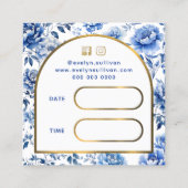 青エレガント色花アポイントメントカード スクエア名刺 (裏面)