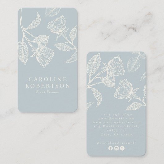 青エレガント色、フローライベント計画名刺 名刺 (正面/裏面)