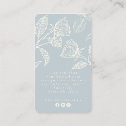 青エレガント色、フローライベント計画名刺 名刺 (裏面)