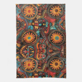 青エレガント色"時代のない先祖のインプリント"織りKi キッチンタオル (縦)