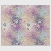 青エレガント色,灰色,羽,ビーズ,真珠,光 ラッピングペーパー (フラット)