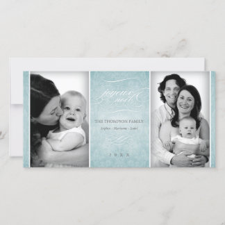 青エレガント色「Joyeux Noel」の写真カード シーズンカード