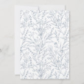 青エレガント花の結婚模様 招待状 (裏面)