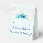 青エレガント花カスタマイズ卒業 フェイバーボックス (正面サイド)