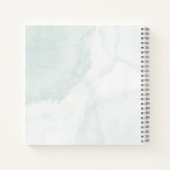 青エレガント花カスタムウェディングゲスト ノートブック (裏面)