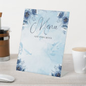 青エレガント花メニュー赤ちゃんシャワーボーイ 台座サイン (インサイチュ)