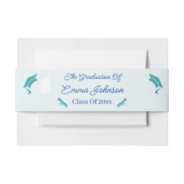 青エレガント花卒業パーソナライズされた 招待状ベリーバンド