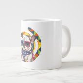 青エレガント花柄セラミック ジャンボコーヒーマグカップ (正面右)