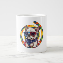 青エレガント花柄セラミック ジャンボコーヒーマグカップ