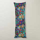 青エレガント花柄モノグラム ボディピロー (裏面 (縦))