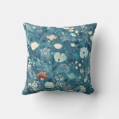 青エレガント花柄装飾用クッション クッション (裏面)