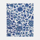 青エレガント花柄 – ソフトフリースブランケット フリースブランケット (正面)