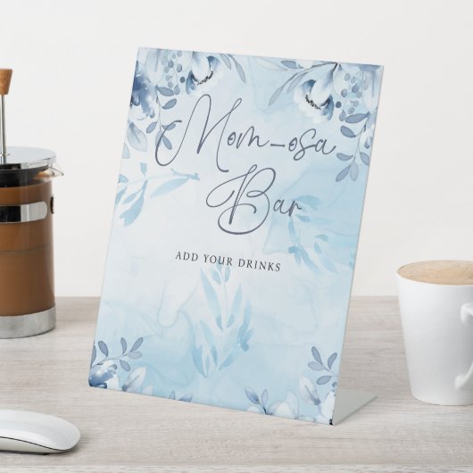 青エレガント花桃佐バー赤ちゃんシャワー 台座サイン (インサイチュ)