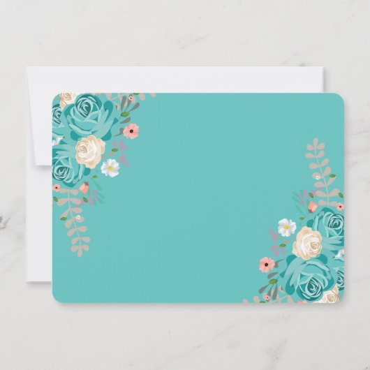 青エレガント花植物学結婚のカスタム セーブザデート (裏面)