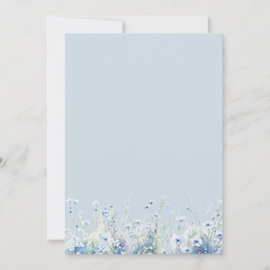 青エレガント花洗礼 招待状 (裏面)