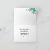 青エレガント花結婚のフローラ水色 サンキューカード (内部)