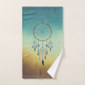 青エレガント茶色のドリームキャッチャーパーソナライズされた バスタオルセット (ハンドタオル)