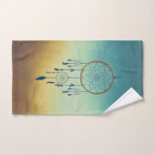 青エレガント茶色のドリームキャッチャーパーソナライズされた バスタオルセット (ハンドタオル)