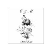 青エレガント菊の結婚花 ラバースタンプ (インプリント)