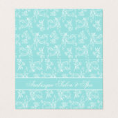 青エレガント華美白の折り畳み名刺 名刺 (外部フラット)