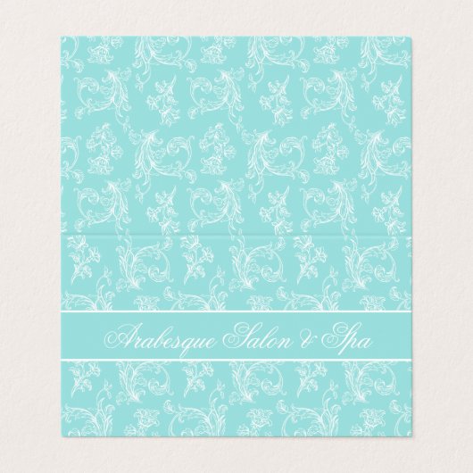 青エレガント華美白の折り畳み名刺 名刺 (外部フラット)