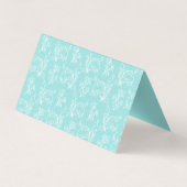 青エレガント華美白の折り畳み名刺 名刺 (裏面)