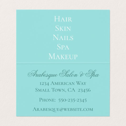 青エレガント華美白の折り畳み名刺 名刺 (内部フラット)