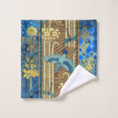 青エレガント華美、金ゴールド、チューペータオル バスタオルセット (ウォッシュタオル)