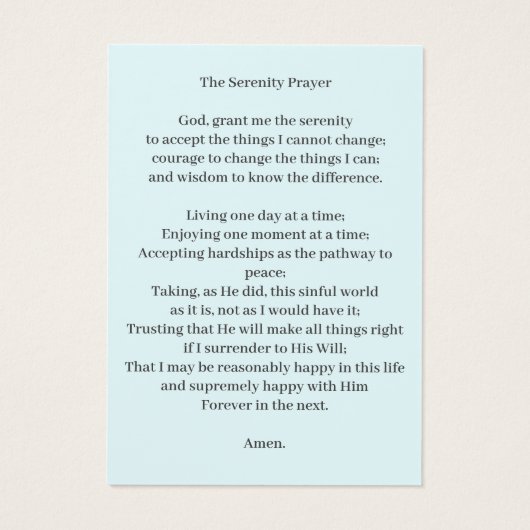 青エレガント葬記念祈りの言葉カード (裏面)