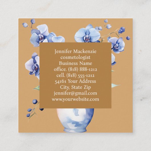 青エレガント蘭 スクエア名刺 (裏面)