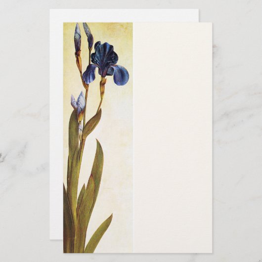 青エレガント虹彩フローラ 便箋 (正面/裏面)