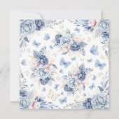 青エレガント蝶の男の子のシャワー 招待状 (裏面)