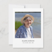 青エレガント蝶の葬儀の写真ありがとう サンキューカード (裏面)