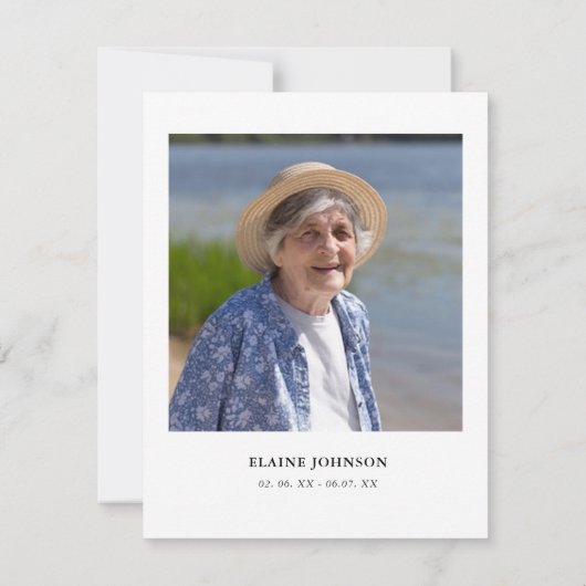 青エレガント蝶の葬儀の写真ありがとう サンキューカード (裏面)