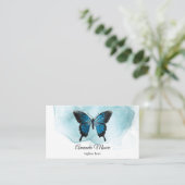 青エレガント蝶ネイルサロン美しいサロン 名刺 (スタンド正面)