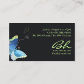 青エレガント蝶パーソナライズされた 名刺 (裏面)