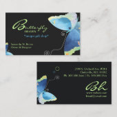 青エレガント蝶パーソナライズされた 名刺 (正面/裏面)