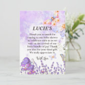 青エレガント蝶ベビーシャワーサンキューカード サンキューカード (スタンド正面)