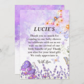 青エレガント蝶ベビーシャワーサンキューカード サンキューカード (正面/裏面)