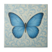 青エレガント蝶ヴィンテージ陶磁器タイル タイル (正面)